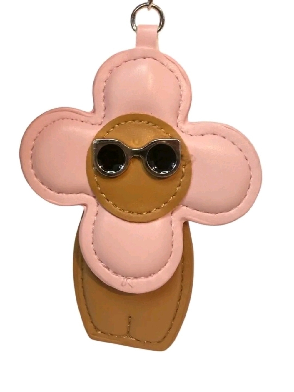 Pink Flower Keychain Bag Charm with Sunglass Detail